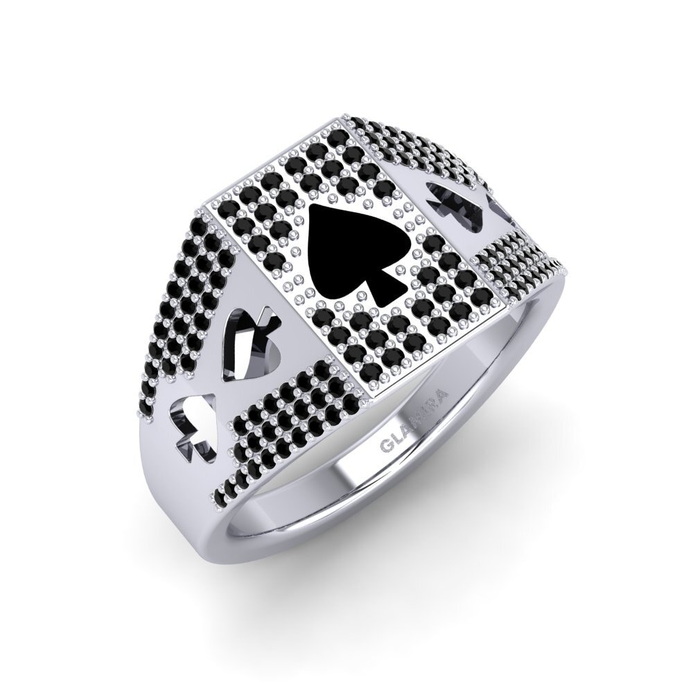 Weiß-Silber Schwarzer Diamant Herrenring Tanner