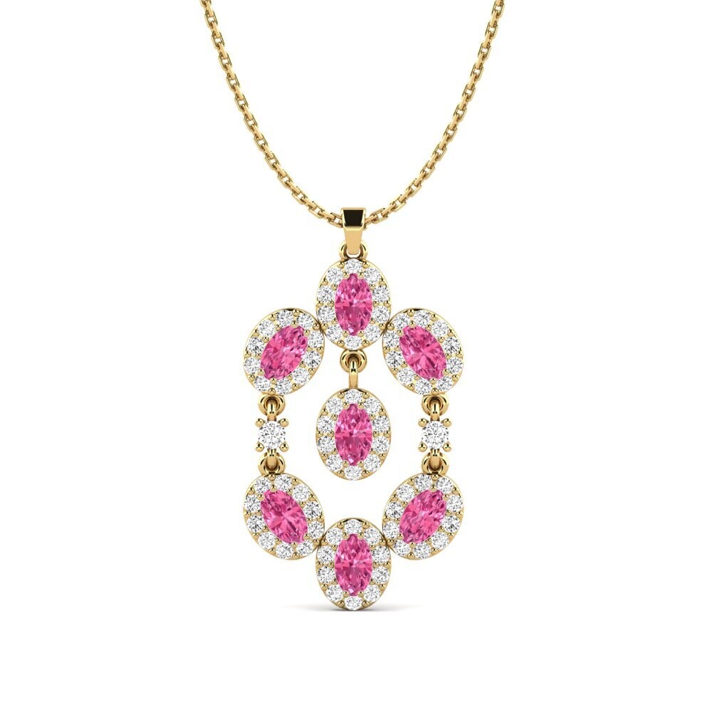 Bầu Dục Đá Tourmaline Hồng / Bích tỷ Mặt dây chuyền nữ Tantenr