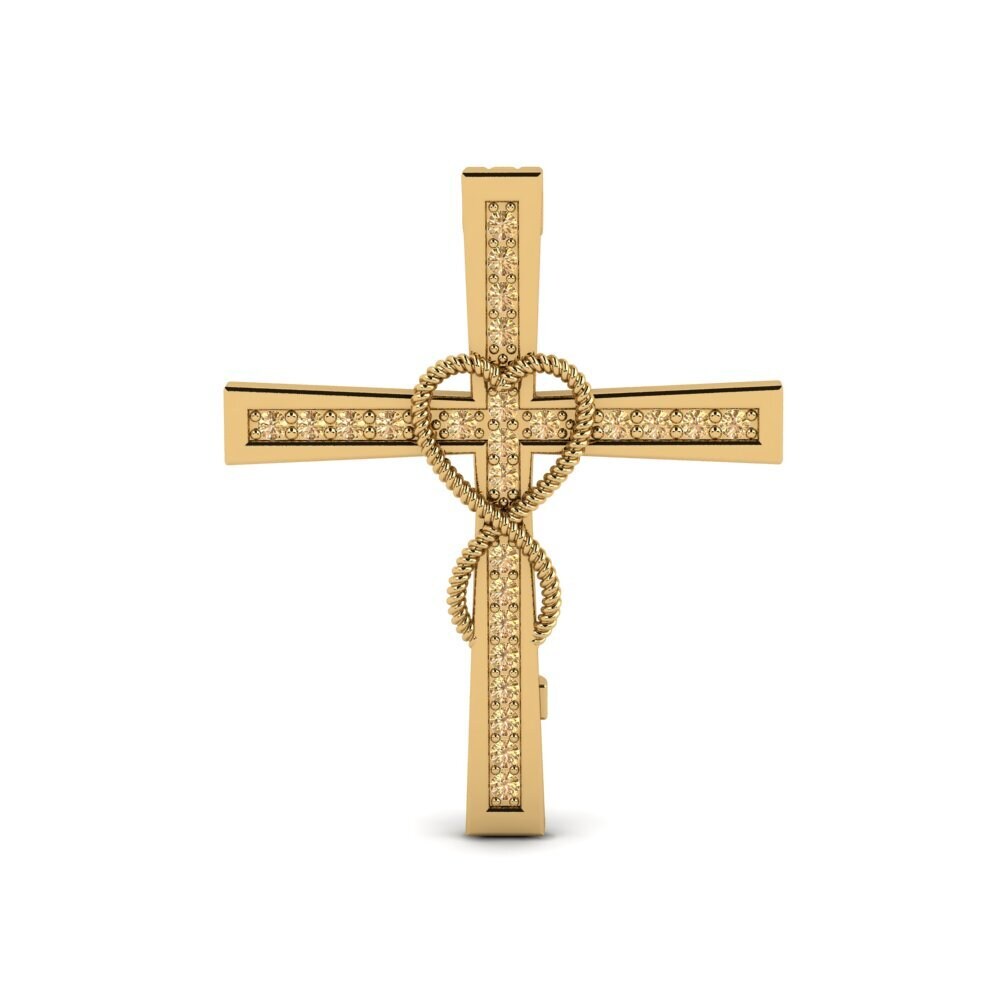 14ct Yellow Gold Brown Diamond Brooch Tantritaz