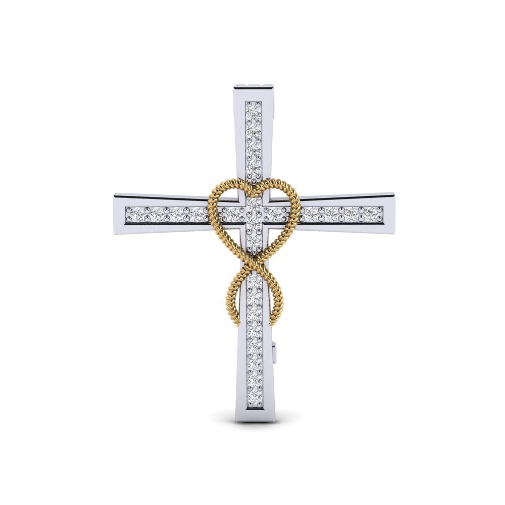 14K White & Yellow Gold Diamond Brooch Tantritaz