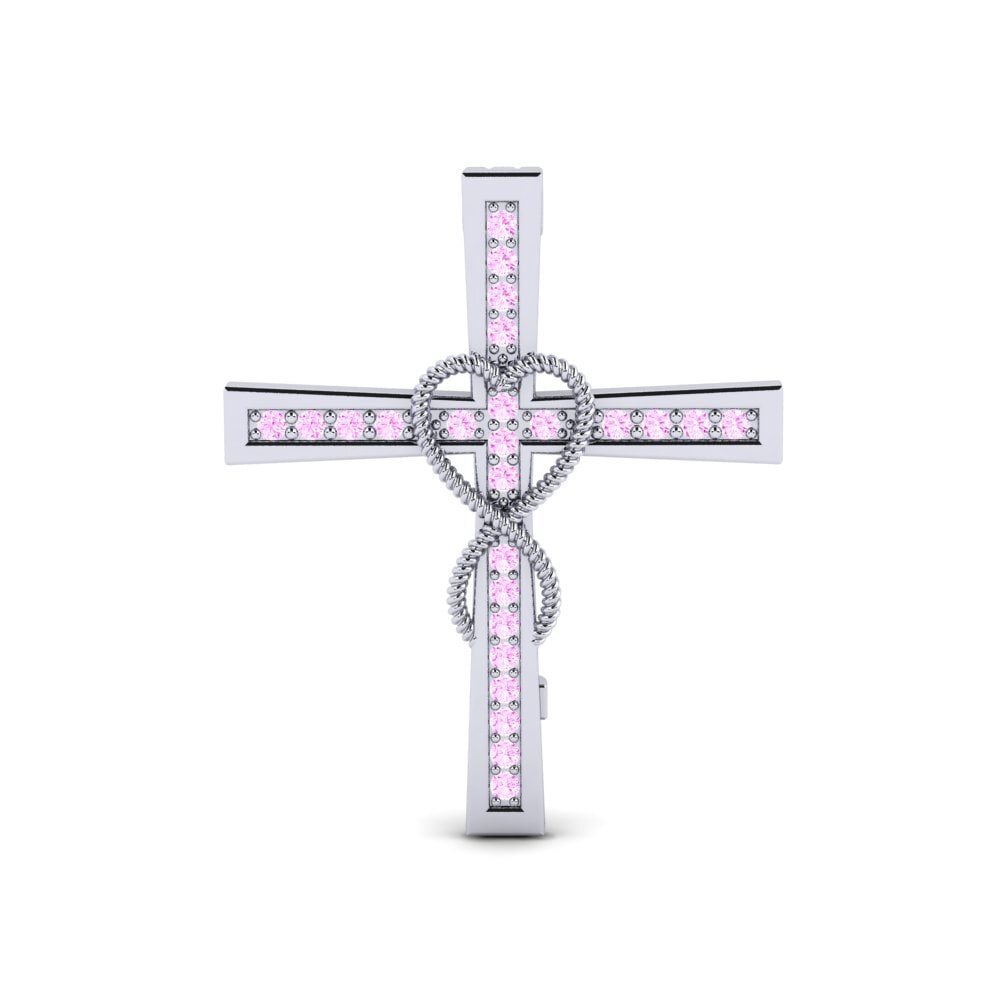 Platino Zafiro Rosado Broche Tantritaz