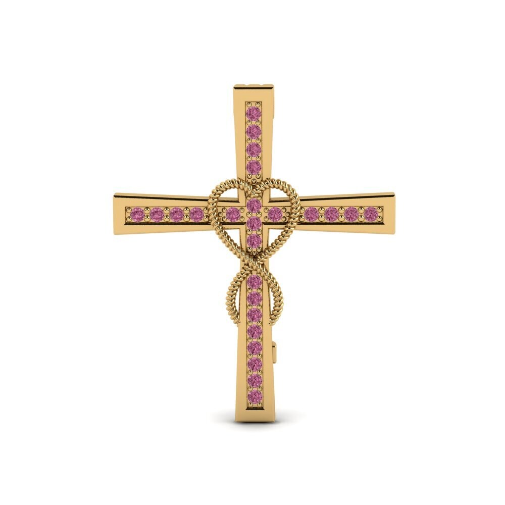 14ct Yellow Gold Rhodolite Garnet Brooch Tantritaz