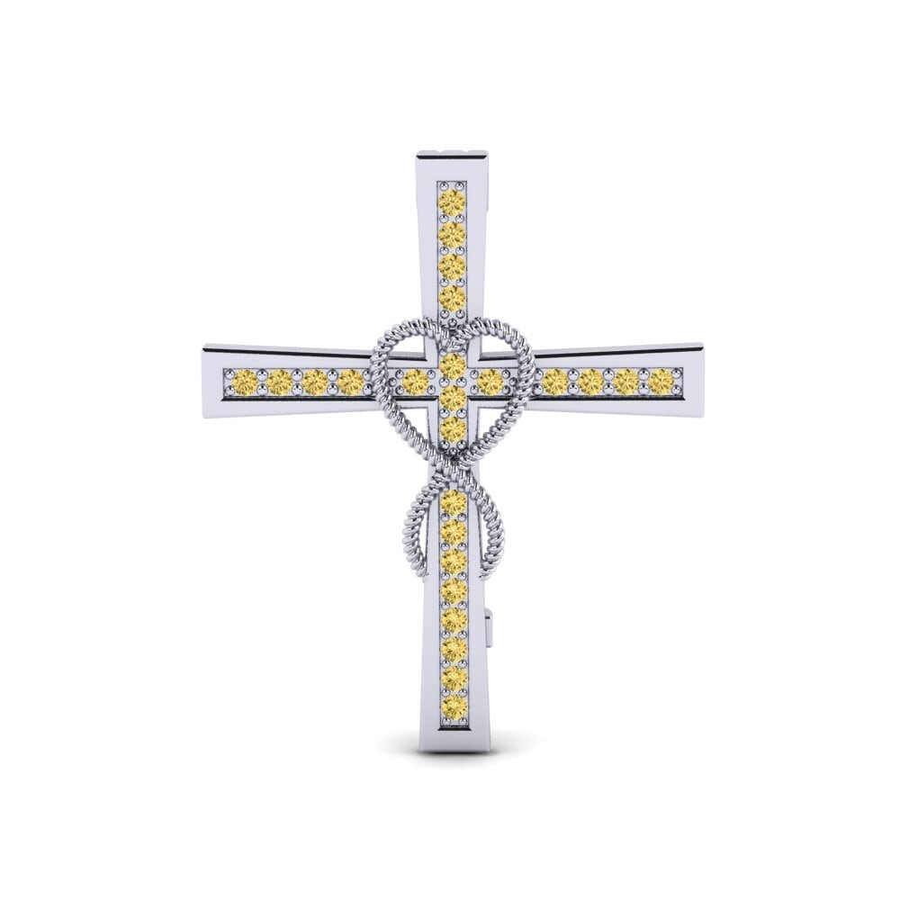 950 Platinum Yellow Diamond Brooch Tantritaz