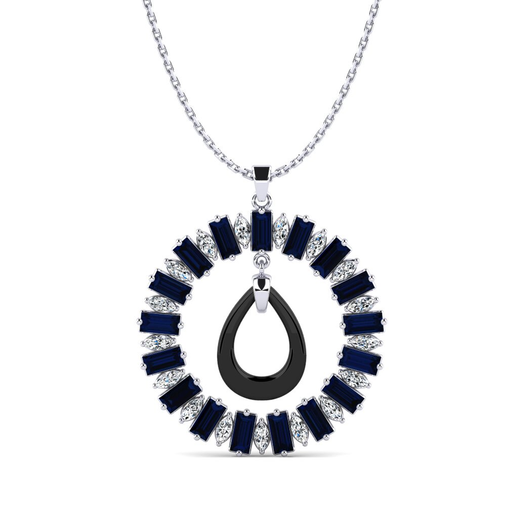 White Silver Sapphire Women's Pendant Taormina
