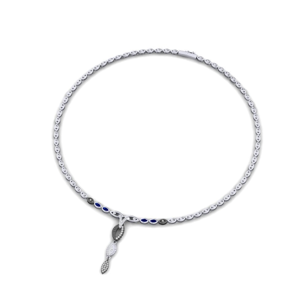 Plata 925 Zafiro Collar Tarehe