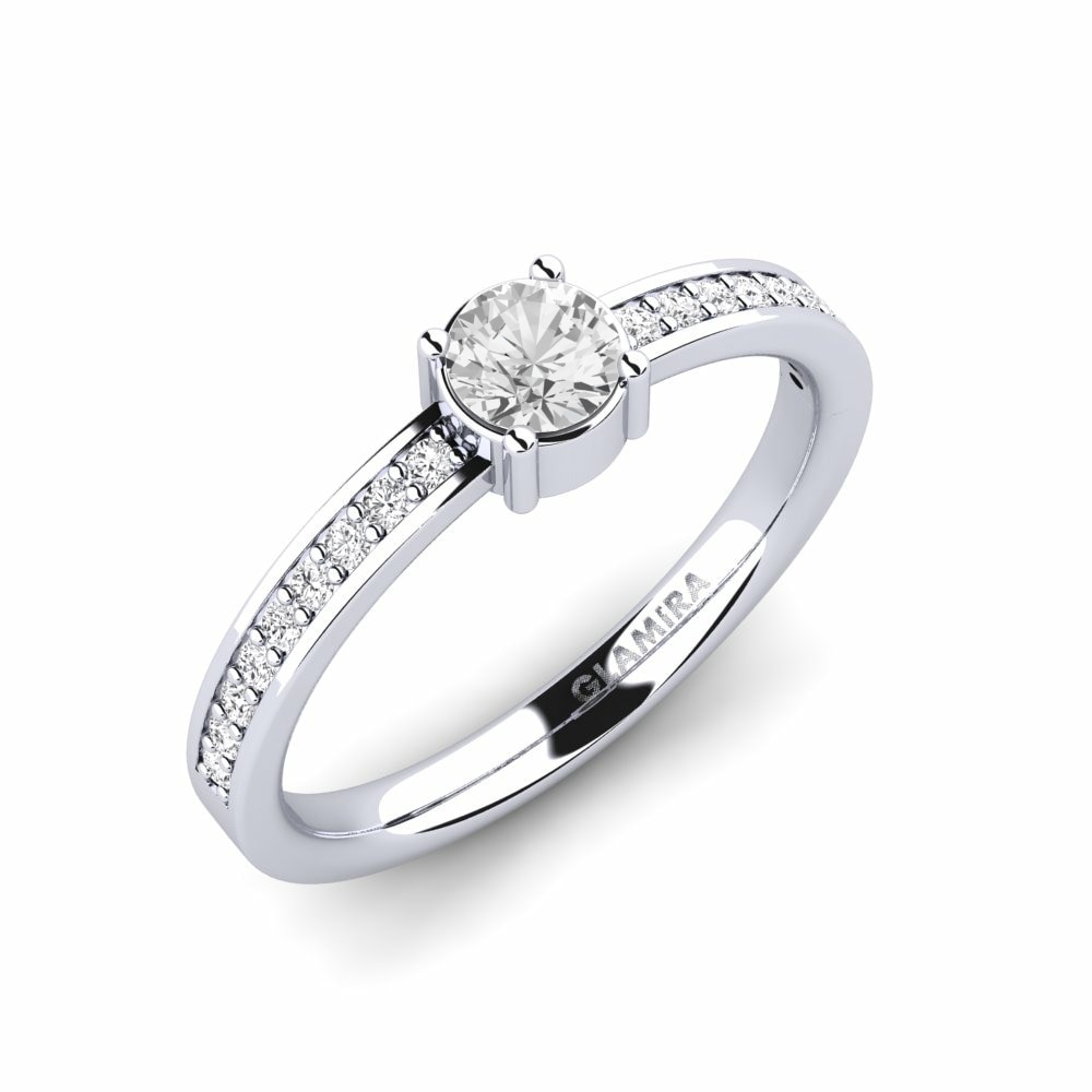 Solitaire Pave Engagement Rings Tasco 585 White Gold White Sapphire