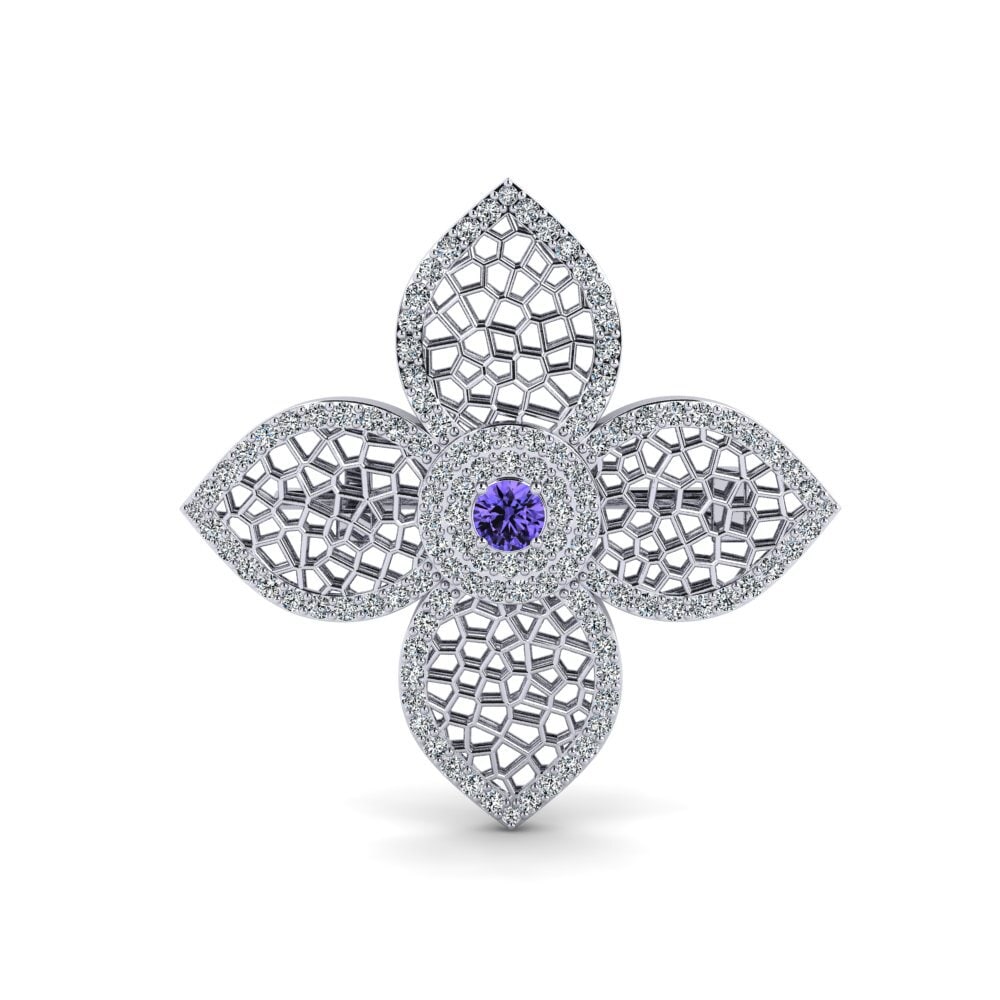 14ct White Gold Tanzanite Brooch Tasha