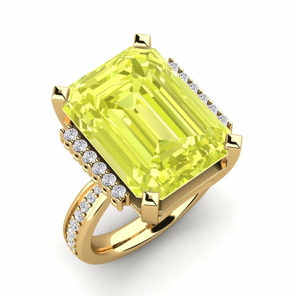 Or Jaune 14k Quartz Citron Bague Tayna