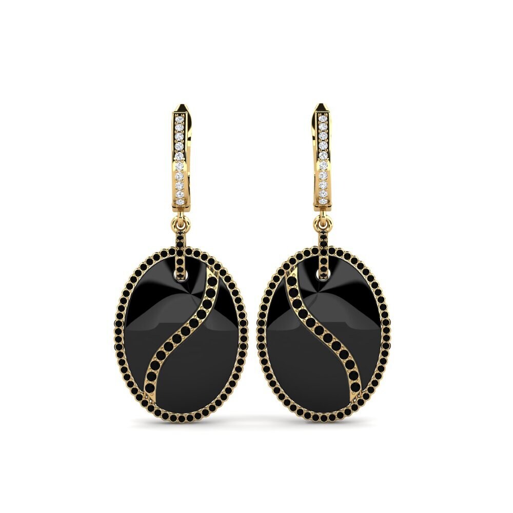 9ct Yellow Gold Black Onyx Women's Earring Teachout