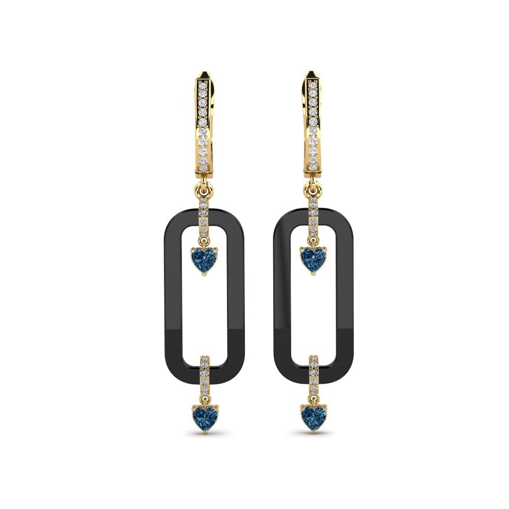 9ct Yellow Gold Blue Diamond Women's Earring Tebbs
