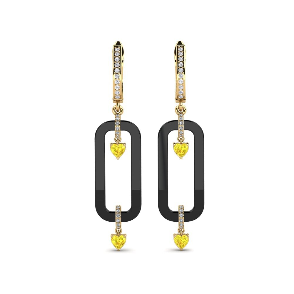 Safira Amarela Brincos Feminino Tebbs