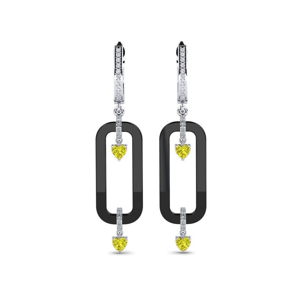 14ct White Gold Yellow Diamond Women's Earring Tebbs
