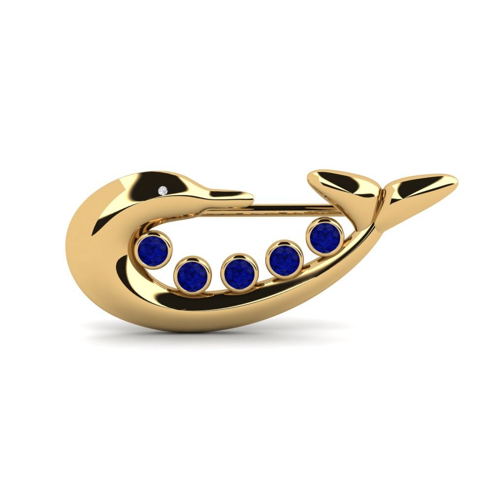 9k Oro Amarillo Zafiro Broche Tecna
