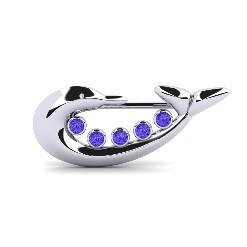 14ct White Gold Tanzanite Brooch Tecna