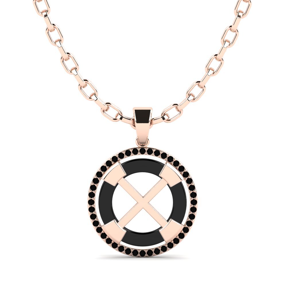 14ct Rose Gold Black Sapphire Men's Pendant Tefta