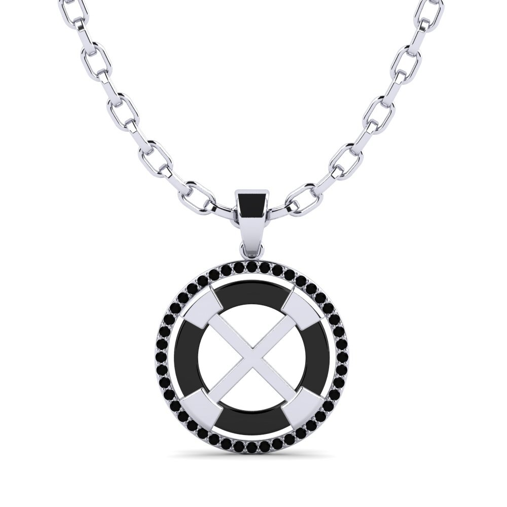 950 Platinum Black Sapphire Men's Pendant Tefta