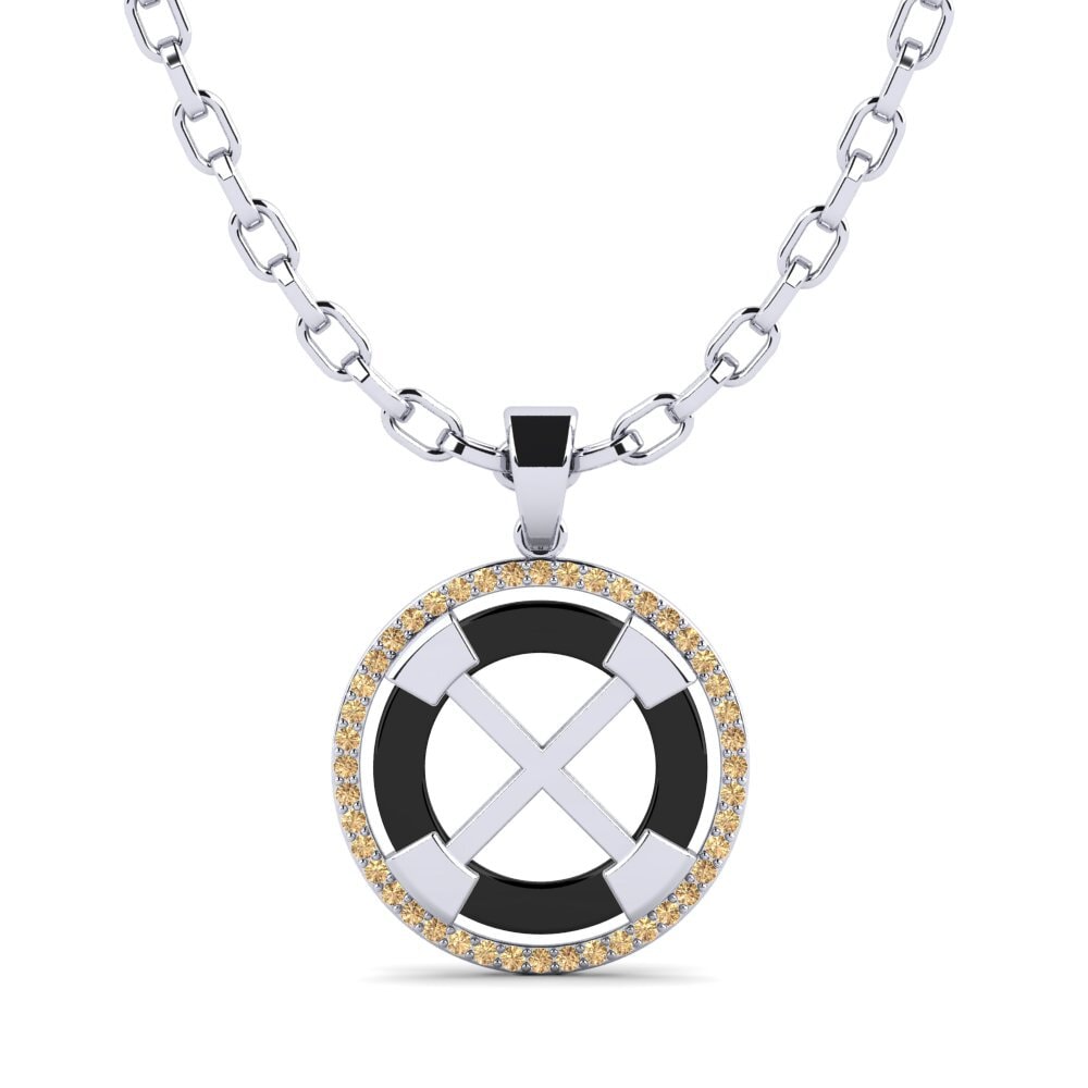 950 Palladium Brown Diamond Men's Pendant Tefta