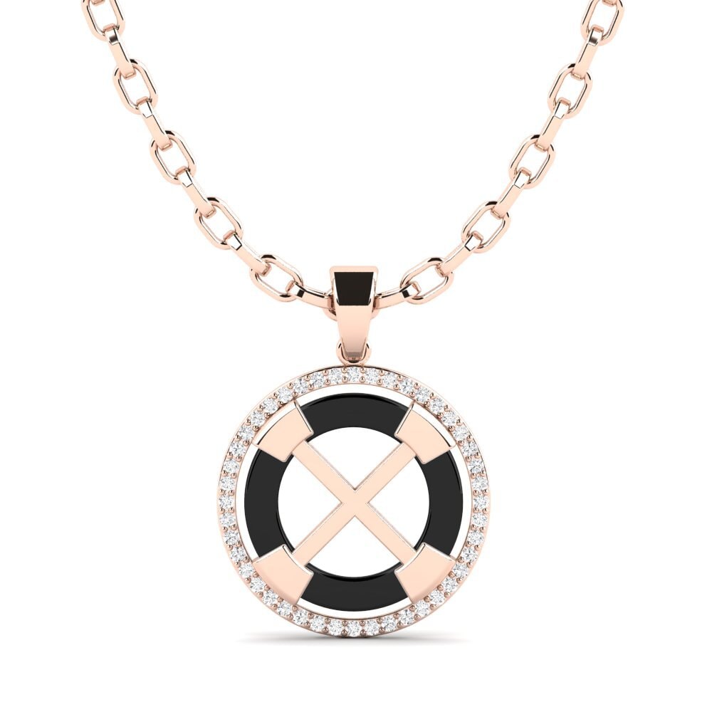 14ct Rose Gold White sapphire Men's Pendant Tefta