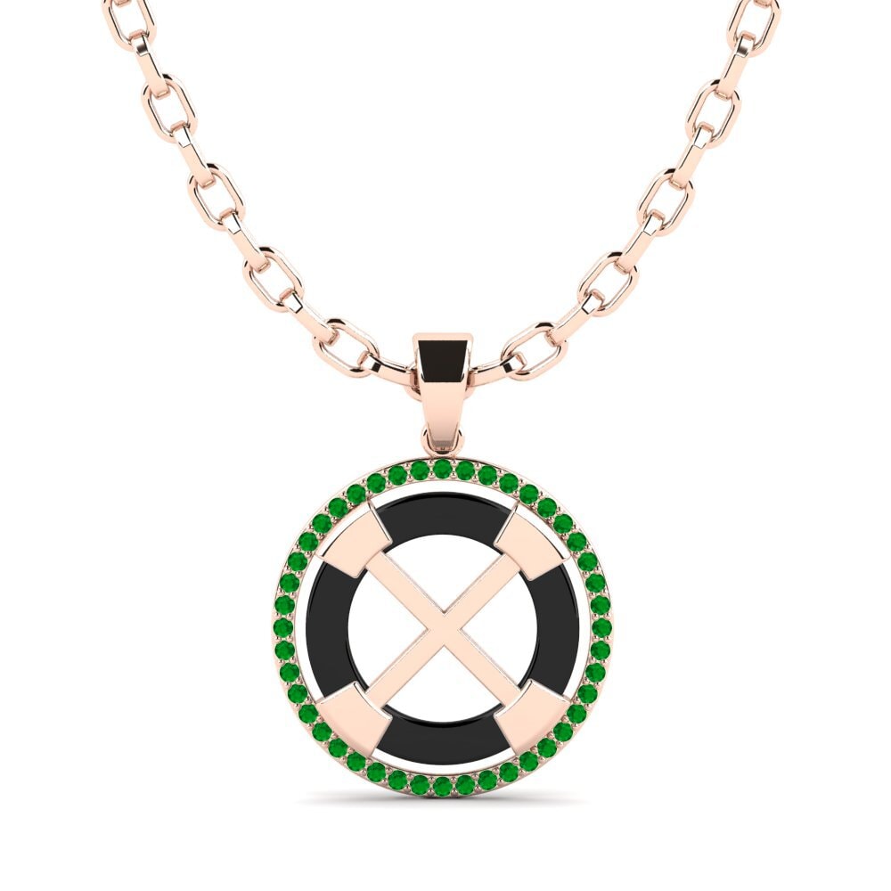 14ct Rose Gold Emerald Men's Pendant Tefta