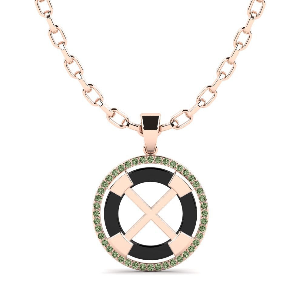 14ct Rose Gold Green Diamond Men's Pendant Tefta