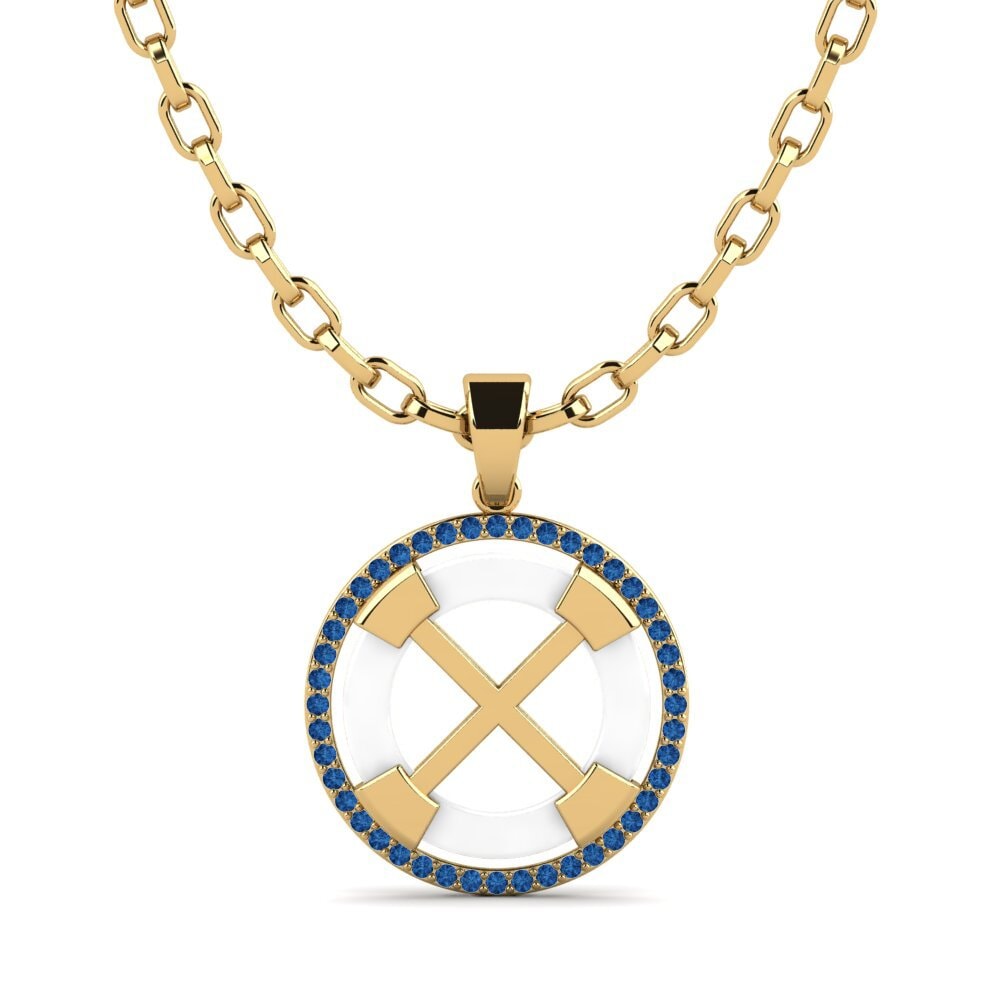 Dark Blue Zirconia Men's Pendant Tefta