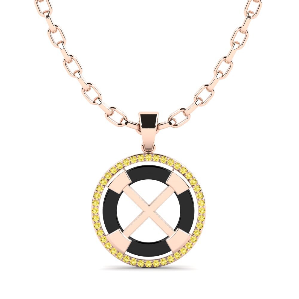 14ct Rose Gold Yellow Sapphire Men's Pendant Tefta