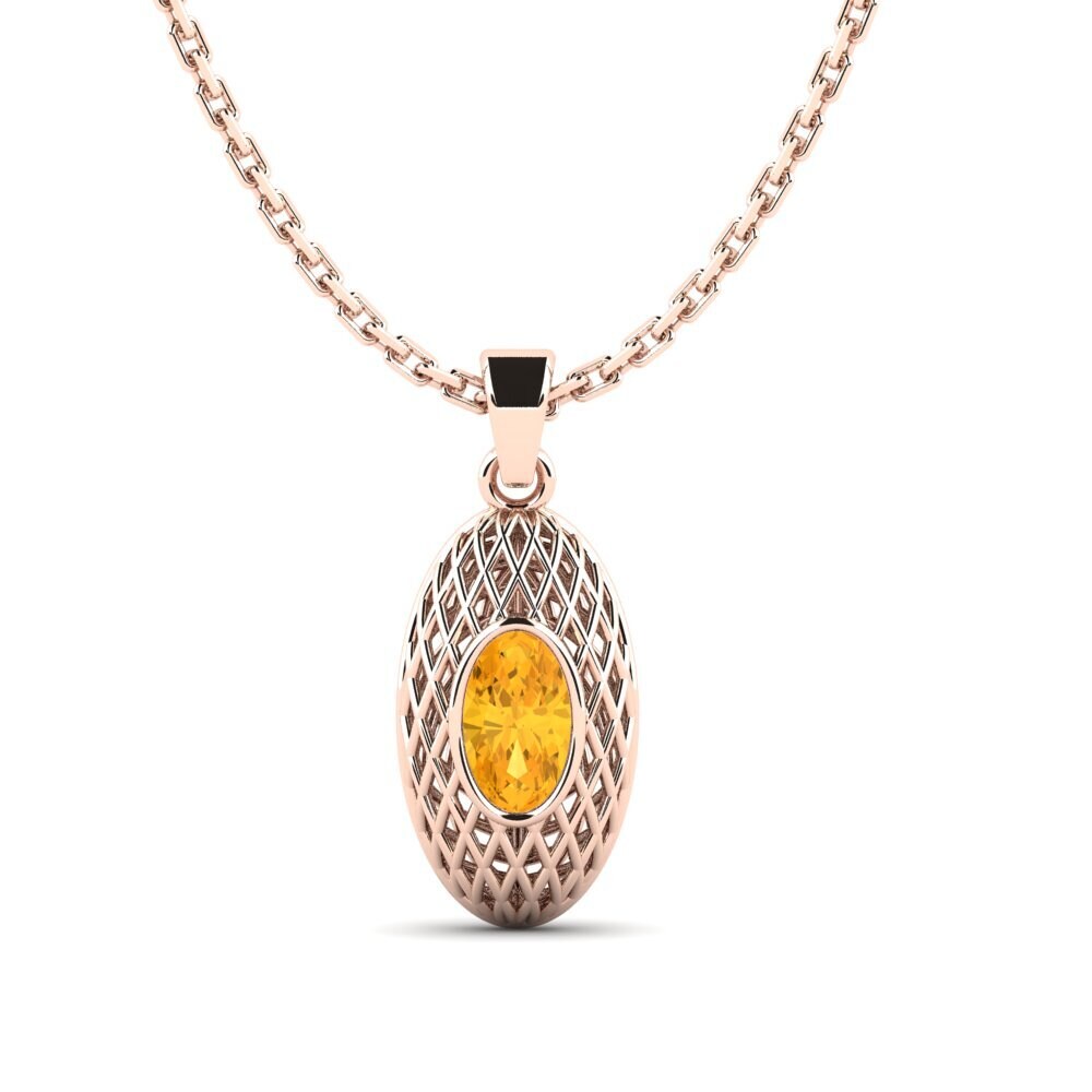 14k Oro Rosa Citrino Colgante de Mujer Tejbo