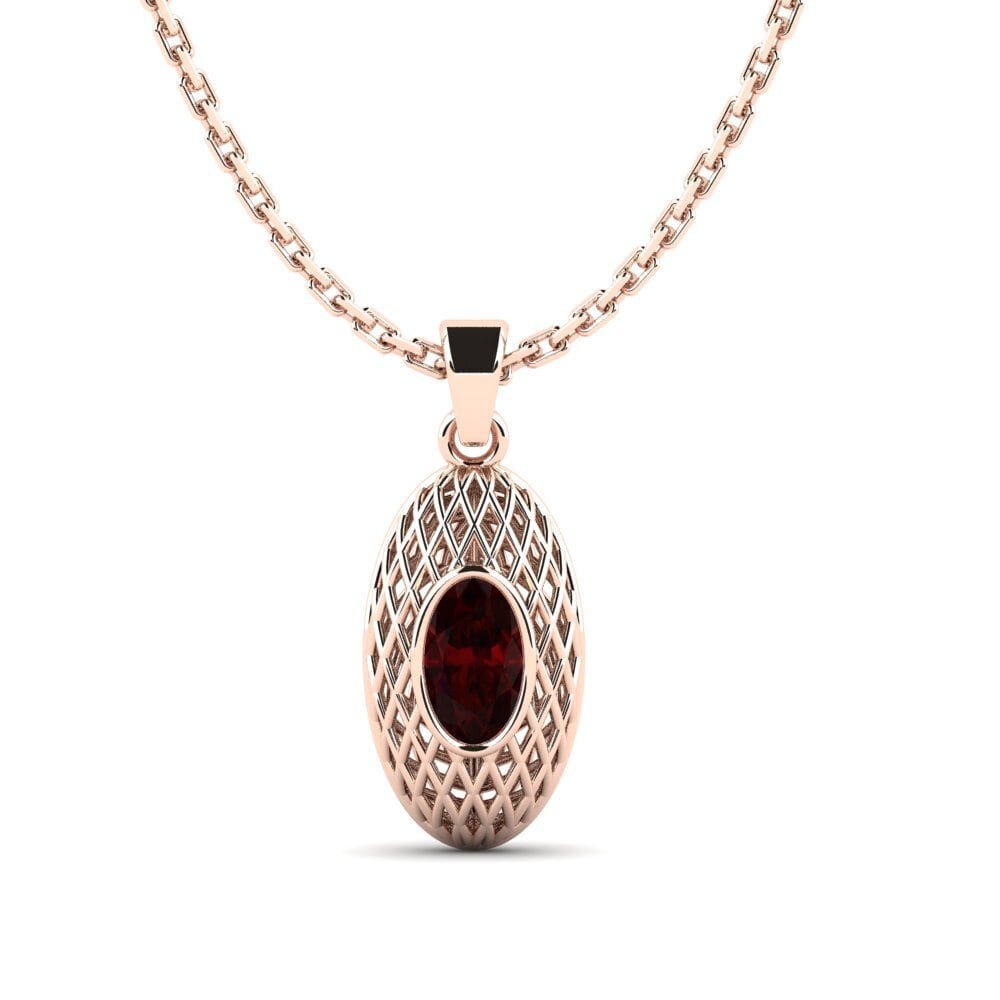 14k Oro Rosa Granate Colgante de Mujer Tejbo