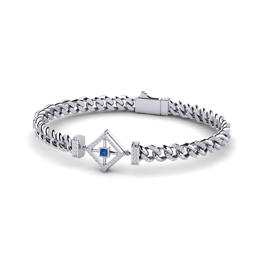 White Silver Dark Blue Zirconia Women's Bracelet Tejobrut