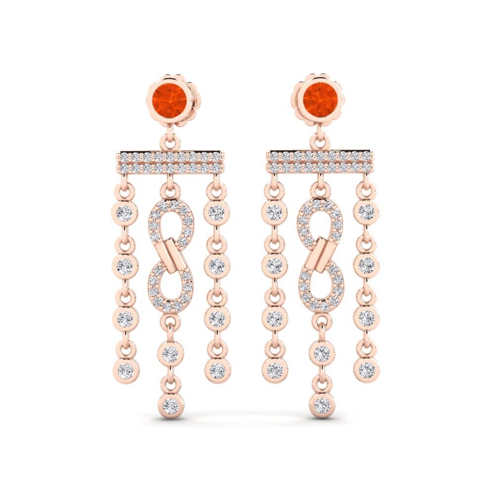 9ct Rose Gold Fire Opal Women's Earring Tekot