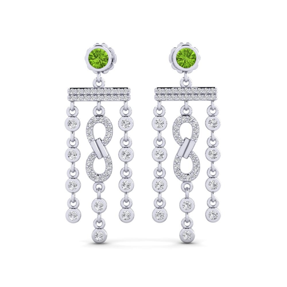 950 Platinum Peridot Women's Earring Tekot