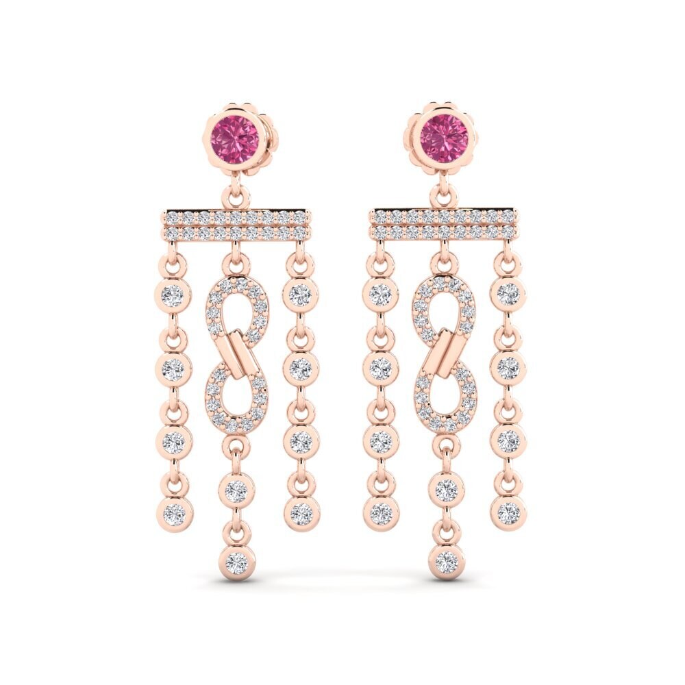 9ct Rose Gold Pink Tourmaline Women's Earring Tekot