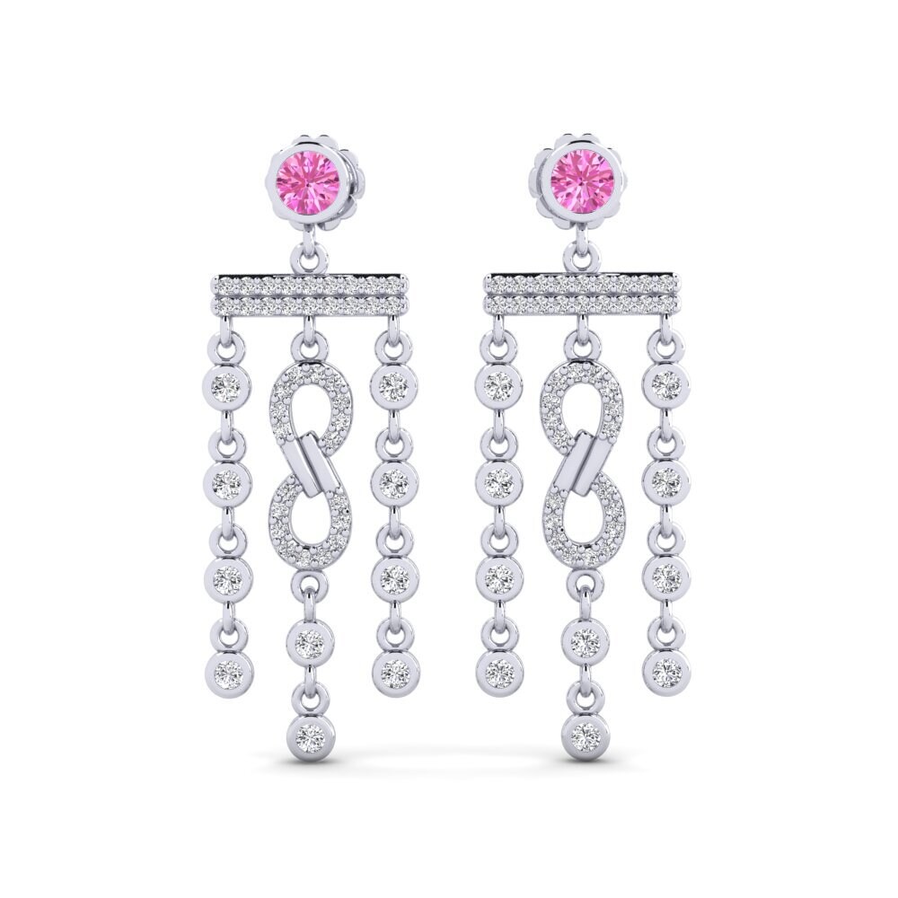 9ct White Gold Pink Topaz Women's Earring Tekot