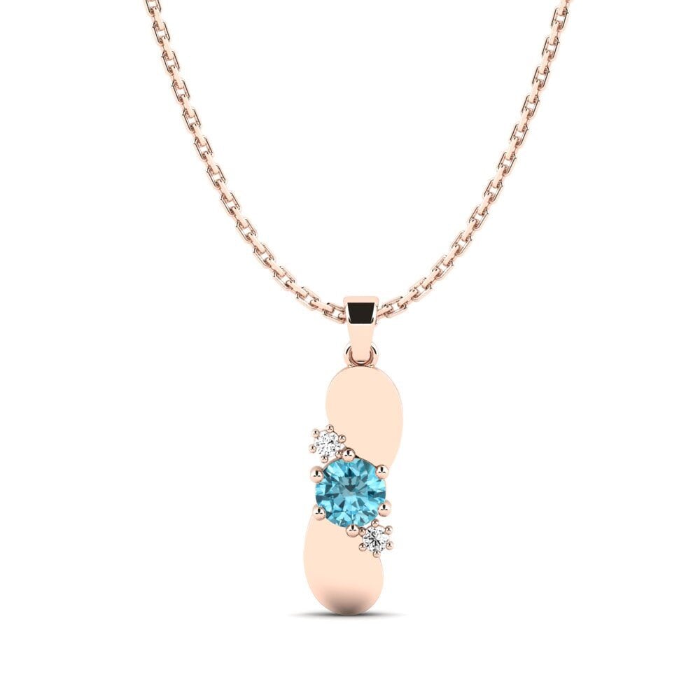 14k Oro Rosa Circón Azul Colgante de Mujer Telpise