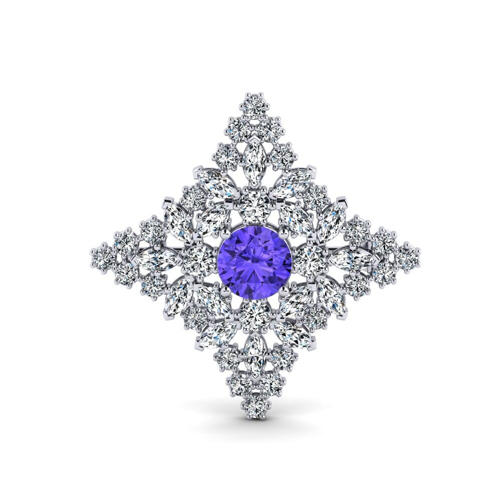 14ct White Gold Tanzanite Brooch Temarine