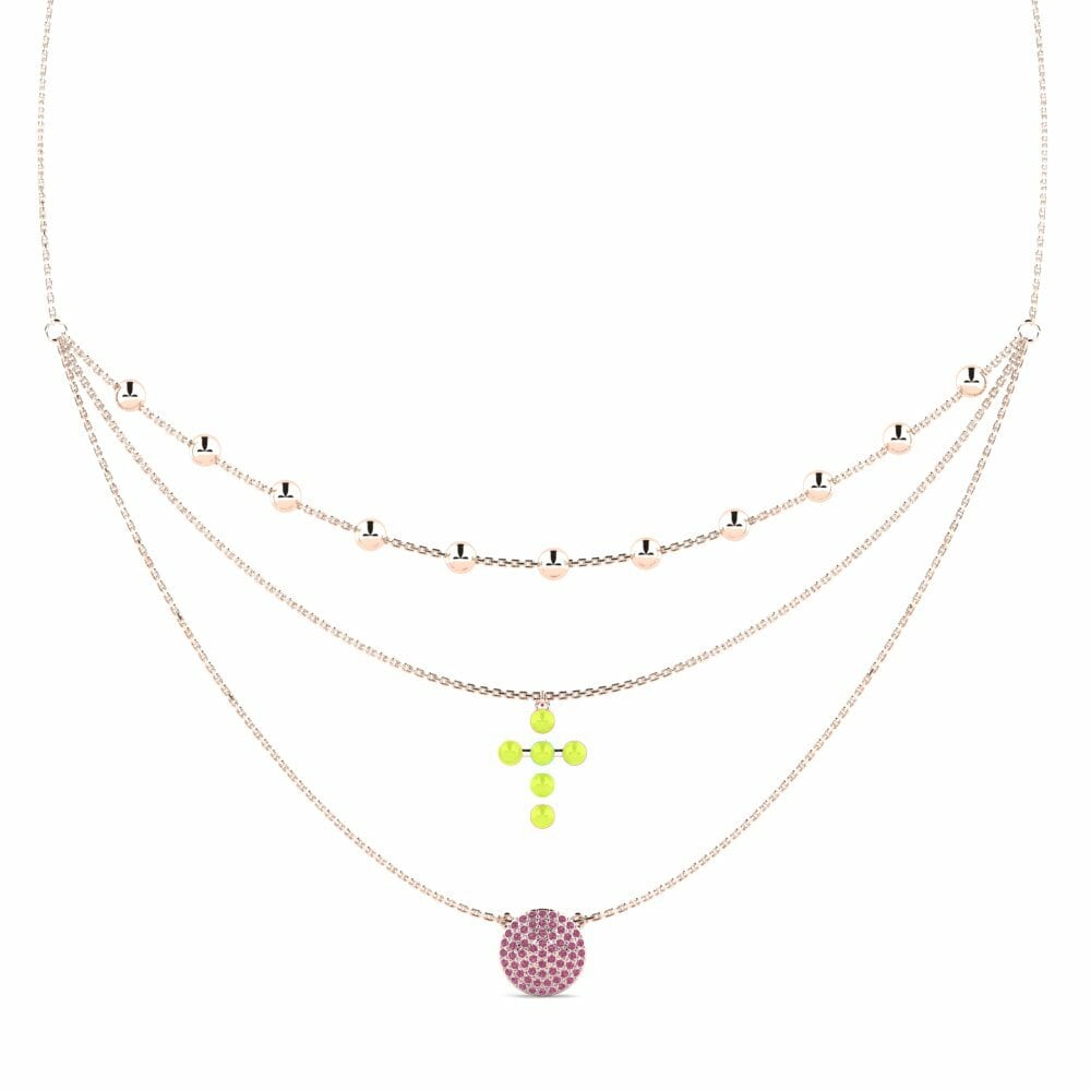 Vàng Hồng 9K Đá Rhodolite Dây chuyền nữ Tempio
