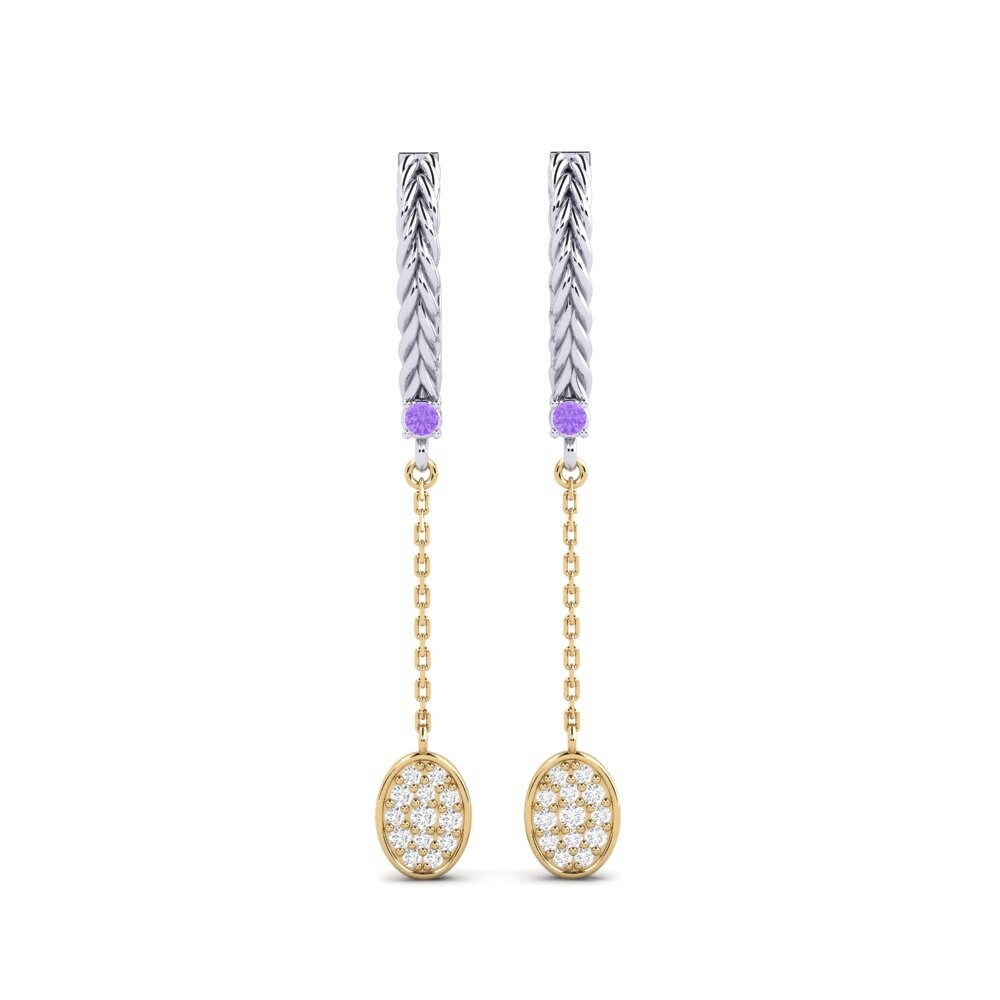 9ct White & Yellow Gold Amethyst Women's Earring Template