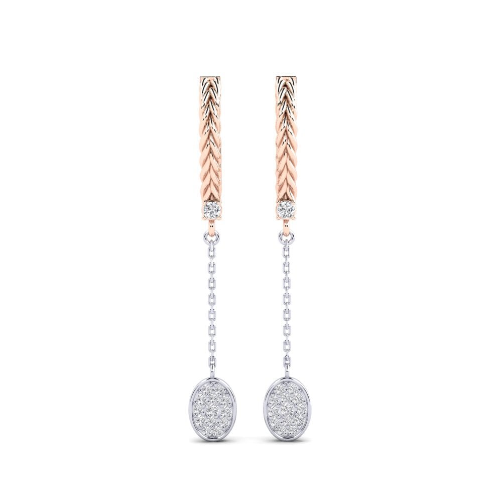 9ct Rose & White Gold Diamond Women's Earring Template