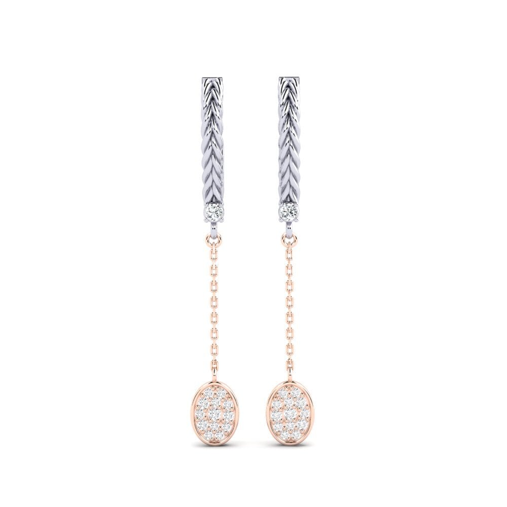 9ct White & Rose Gold Zirconia Women's Earring Template