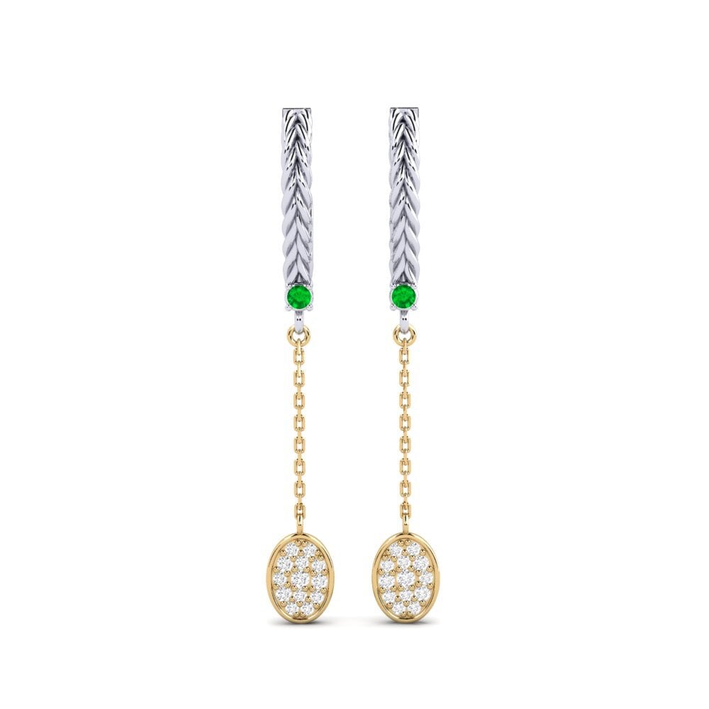 9ct White & Yellow Gold Emerald Women's Earring Template