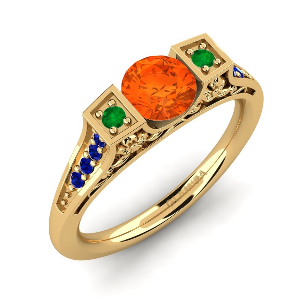 9ct Yellow Gold Fire Opal Engagement Ring Tenby