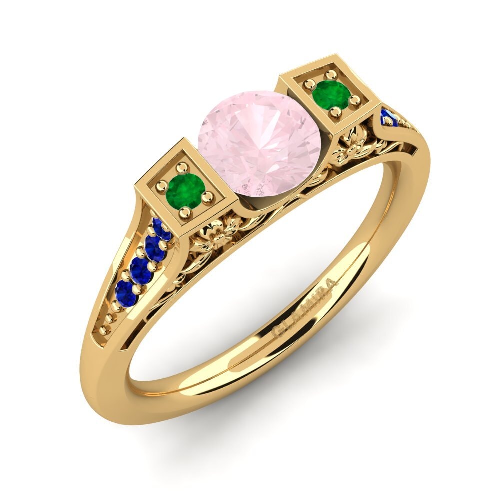 18K Yellow Gold Rose Quartz Engagement Ring Tenby