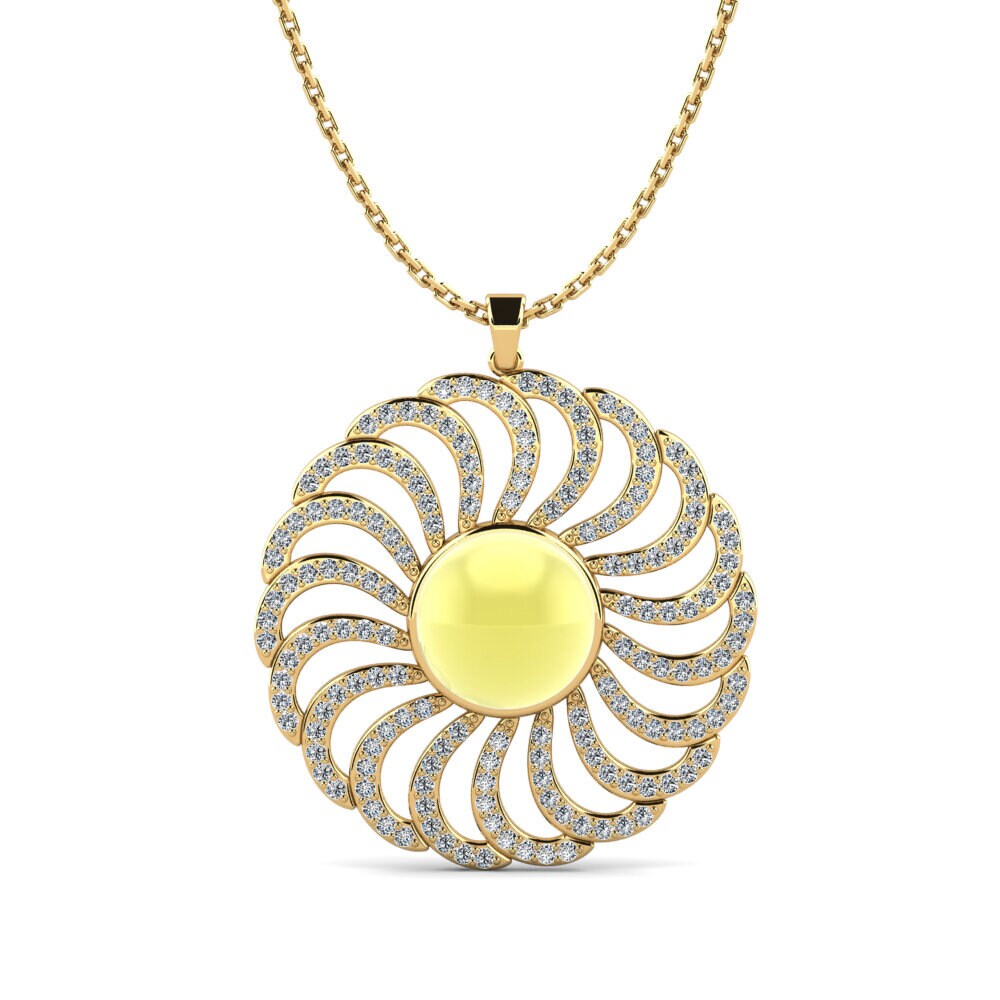 9k Oro Amarillo Topacio Limón Cabujón Colgante de Mujer Tendor