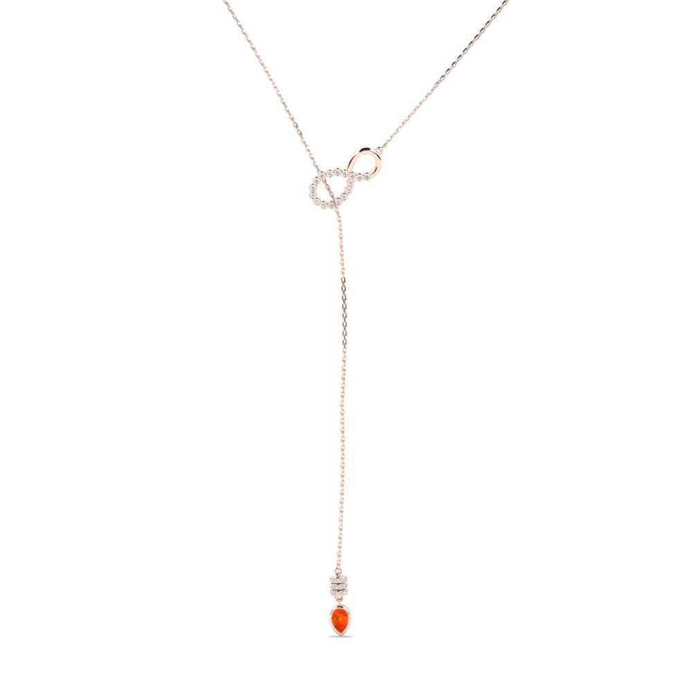 9ct Rose Gold Fire Opal Women's Necklace Tengja