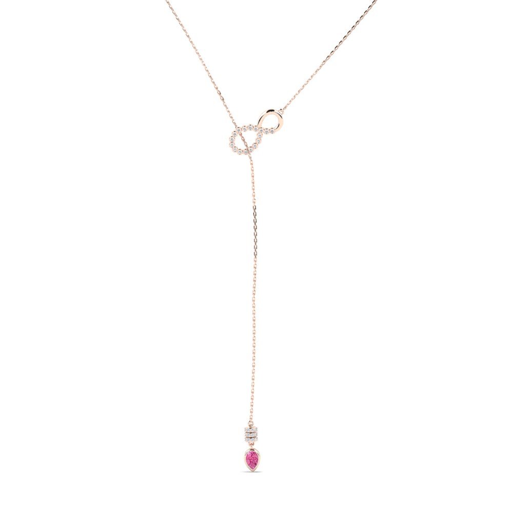 9ct Rose Gold Pink Tourmaline Women's Necklace Tengja