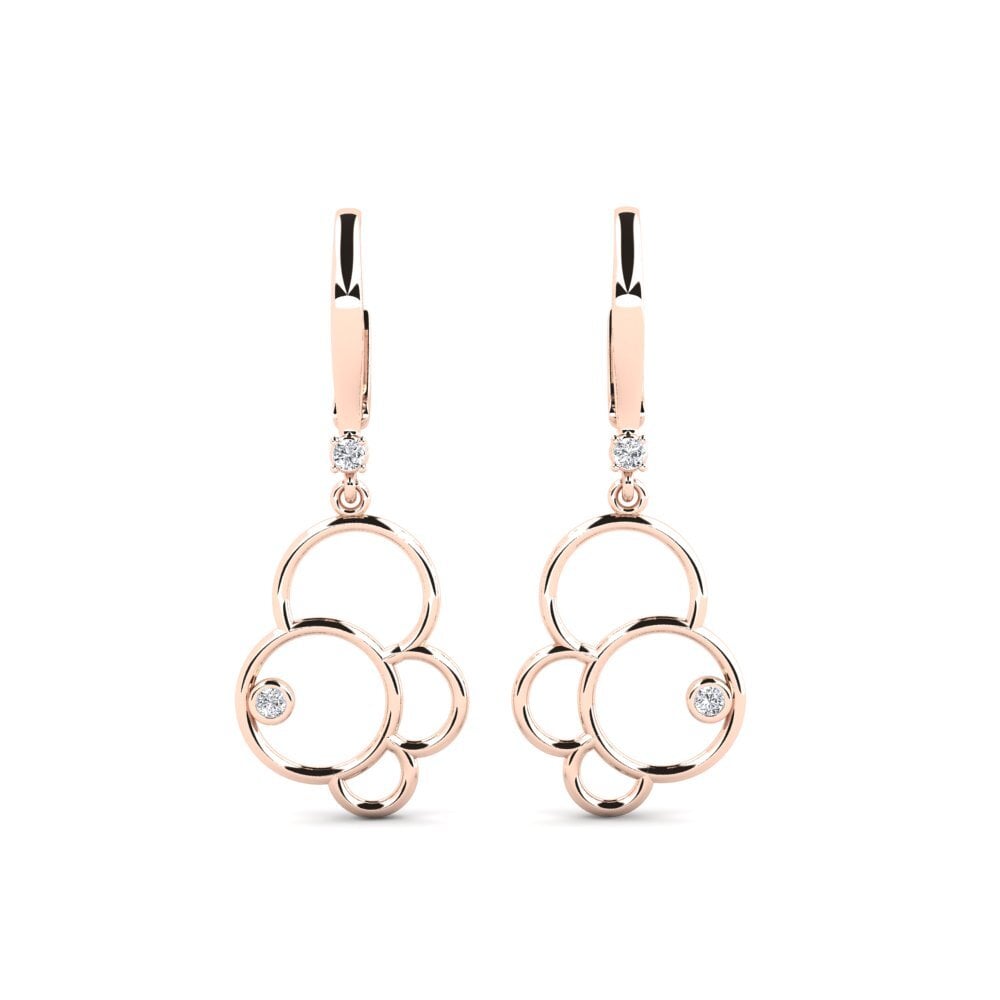 Boucles D'oreilles Femme Or Rose 9 Carats – Saphirs Roses 0.28 Carat – Taille 11x2 Mm – Neuf Avec étiquettes