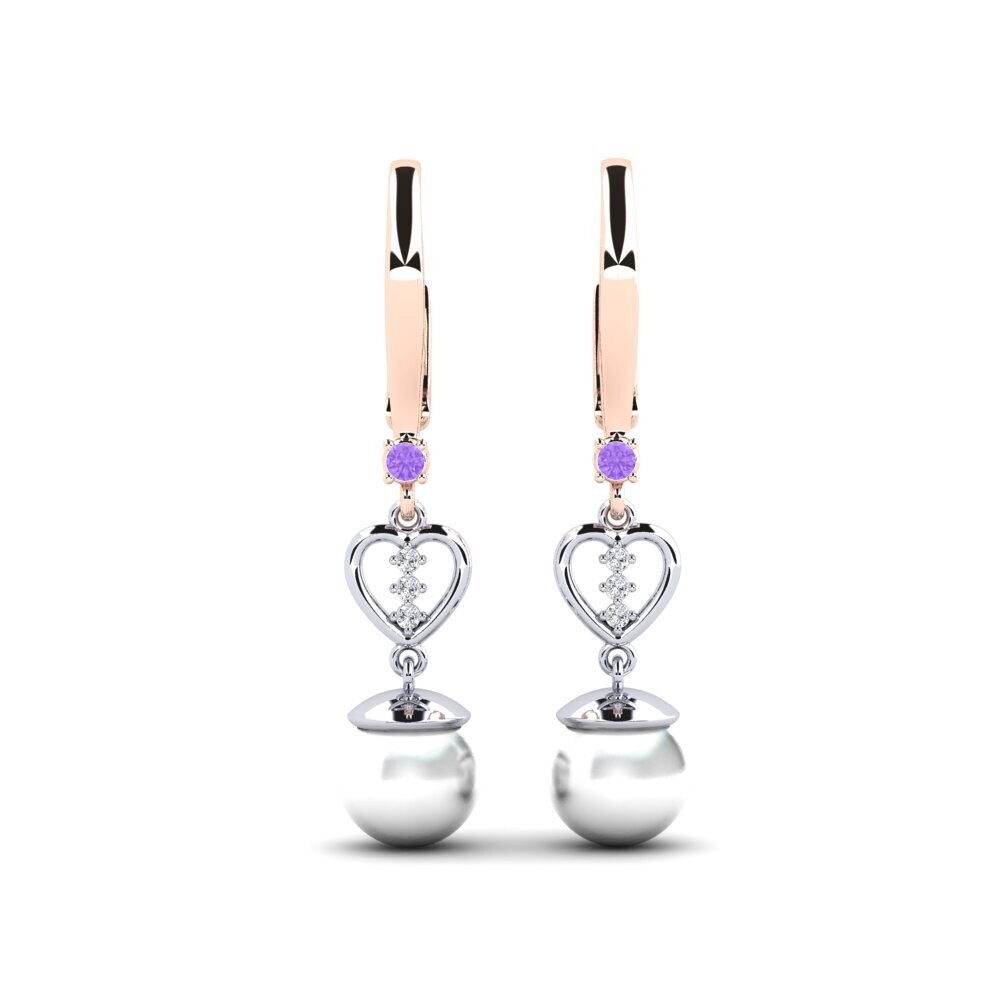 9ct Rose & White Gold Amethyst Women's Earring Tequars