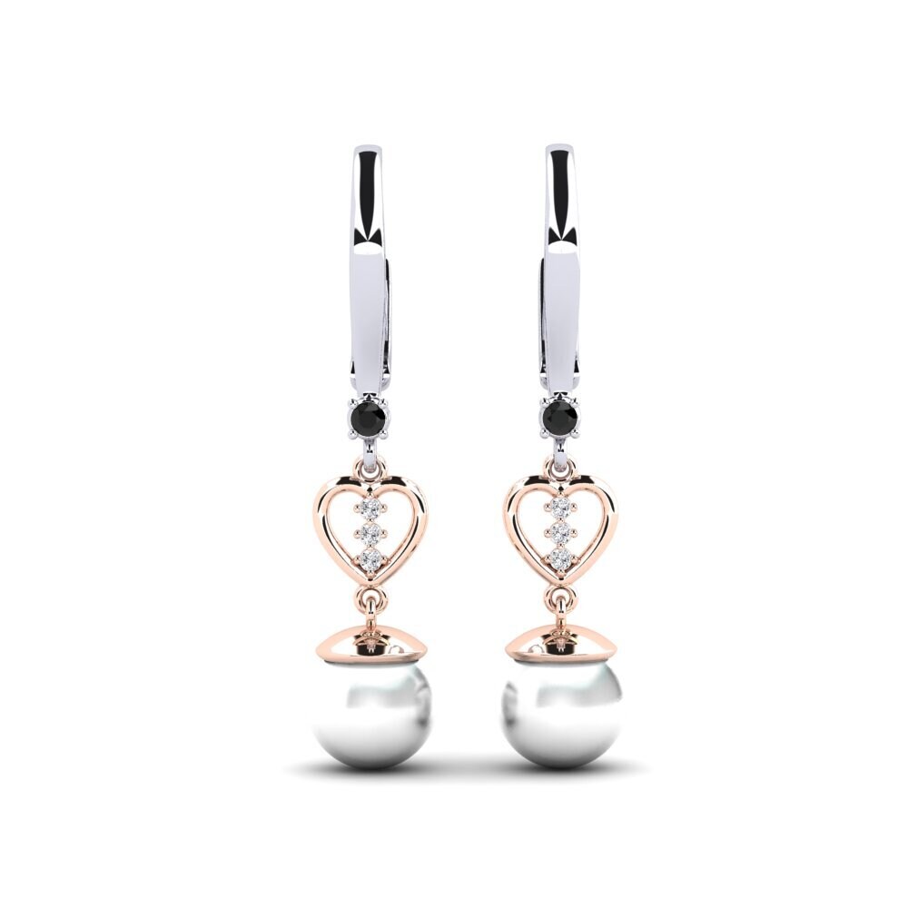 14ct White & Rose Gold Black Onyx Women's Earring Tequars