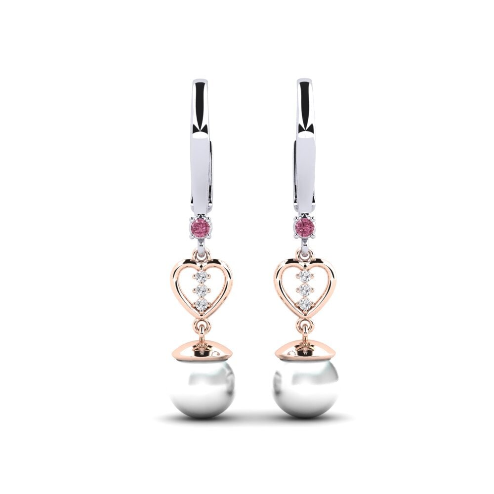 18ct White & Rose Gold Rhodolite Garnet Women's Earring Tequars