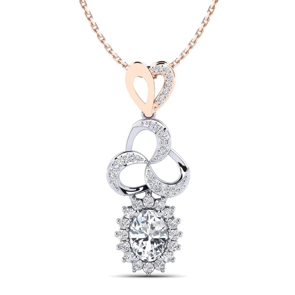Białe & Różowe Złoto 585 Biały Cyrkon Wisiorek damski Terpsikhore